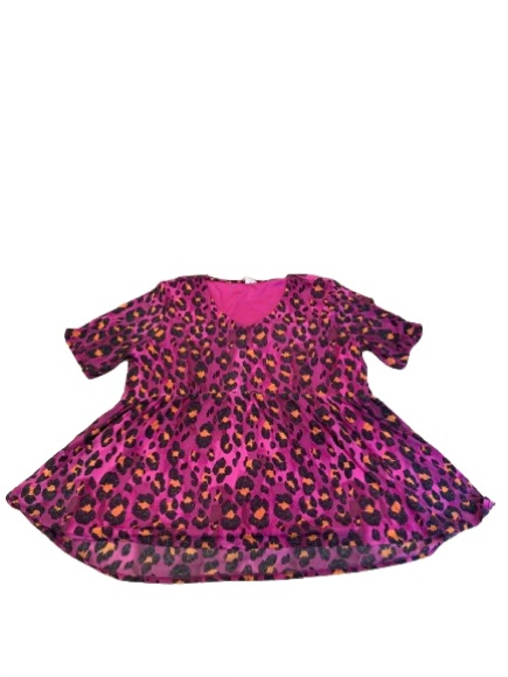 Cato Women’s Hot Pink Leopard-Print Short Sleeve Peplum Blouse Size Extra Large